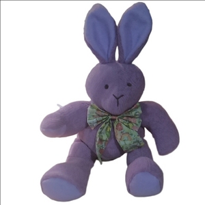 (148) Purple Stuffed Bunny with Floral Bow